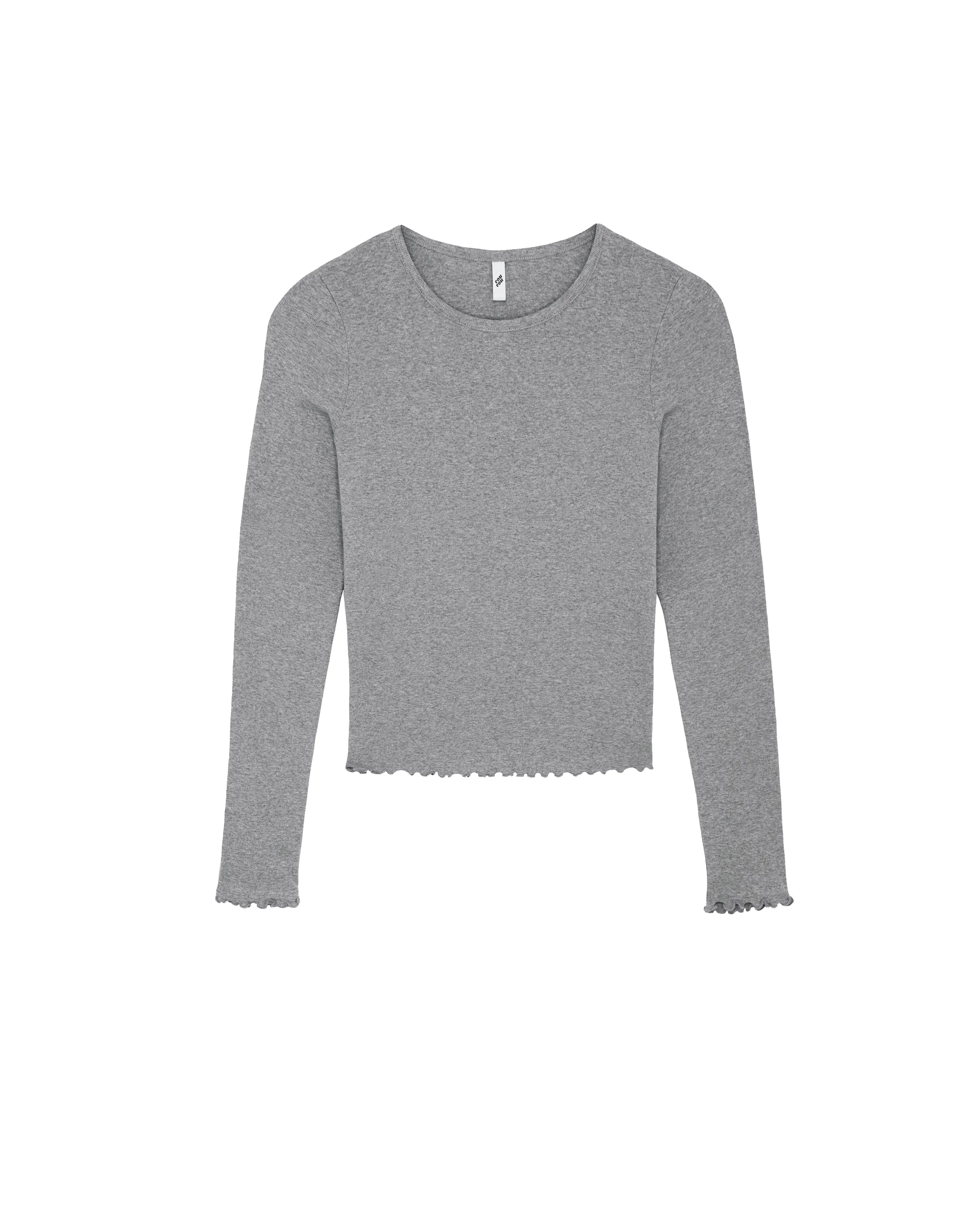 The Frilly Long Sleeve: Cotton Jersey Grey - Image 2
