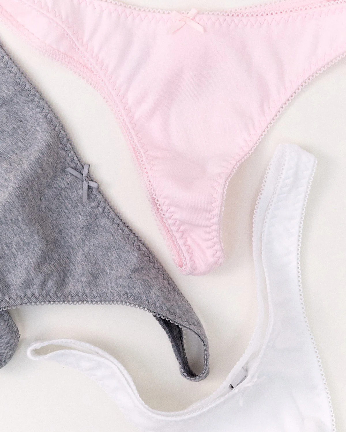 The Thong 3-Pack: Cotton Jersey White, Grey & Baby Pink - Image 4